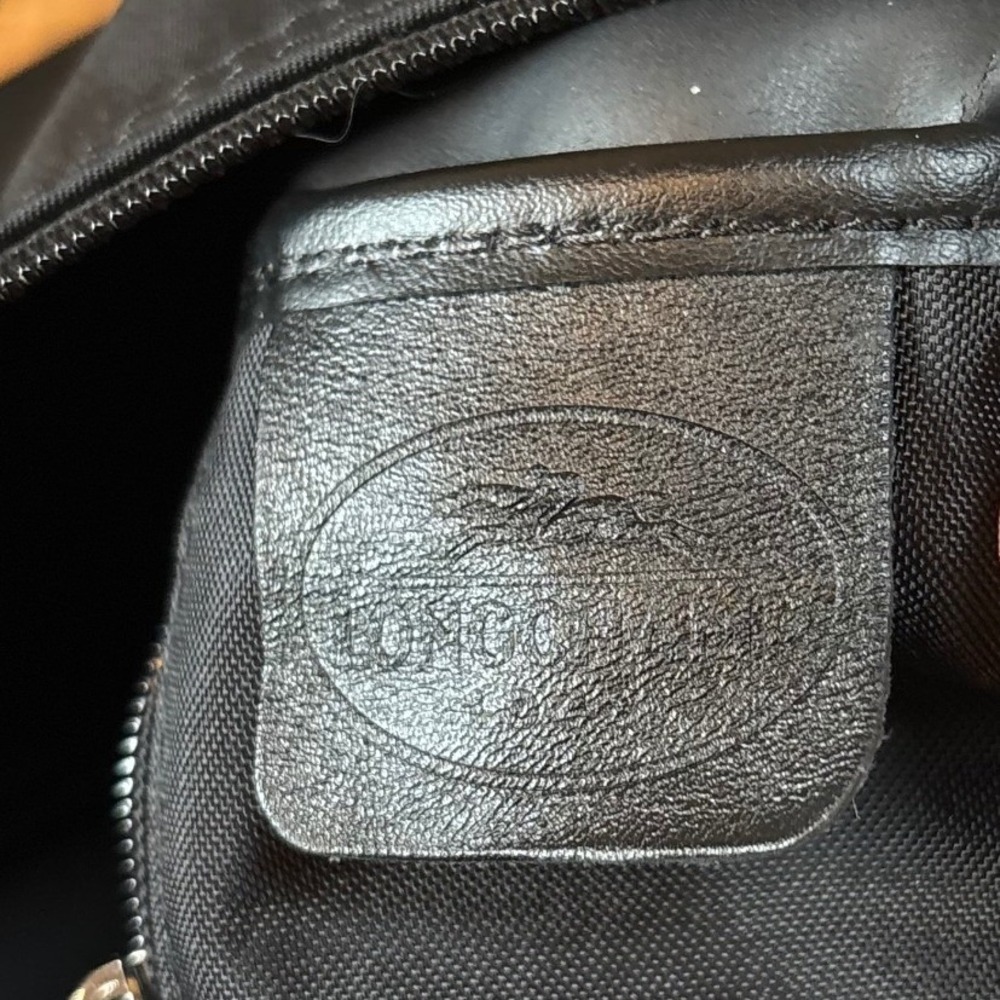 Longchamp Black Large Nylon Hobo Bag Purse Zipper Closure Made In France - Picture 10 of 11